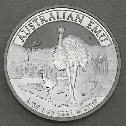 1oz Silbermünze "Australian Emu" 2021, Motivseite