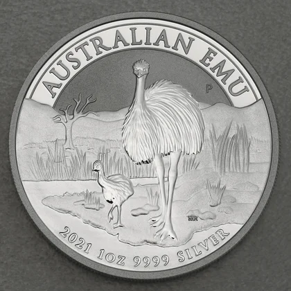 1oz Silbermünze "Australian Emu" 2021, Motivseite