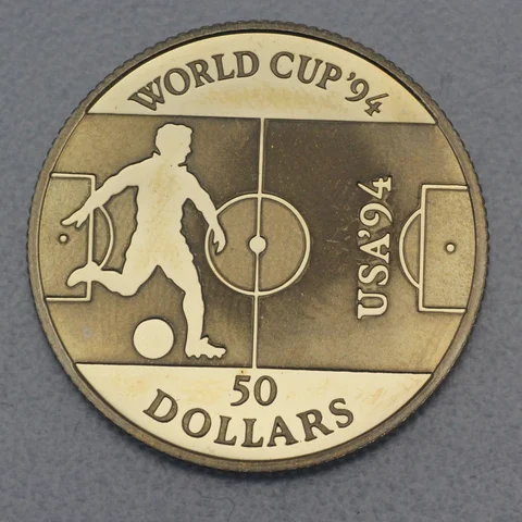 50 Dollar Cook Island Gedenkmünze 1992 Fußball WM