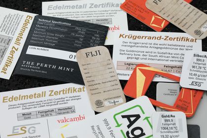 Echtheitszertifikate von verschiedenen Produkten und Herstellern