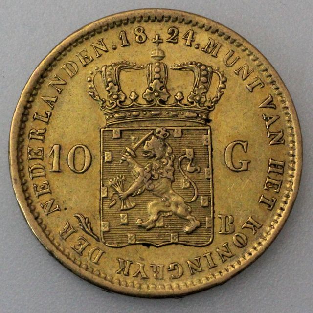 10 Gulden Goldmünze Niederlande König Willem Zahlseite