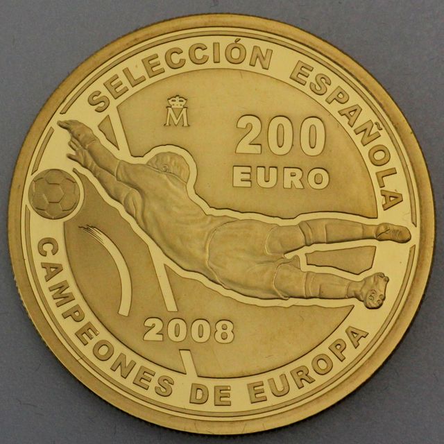Goldmünze 200 Euro Spanien 2008 Campeones de Europa