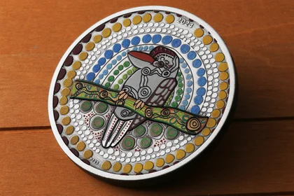 Silbermünze "Kookaburra Kaa Kaa" (AF/koloriert)