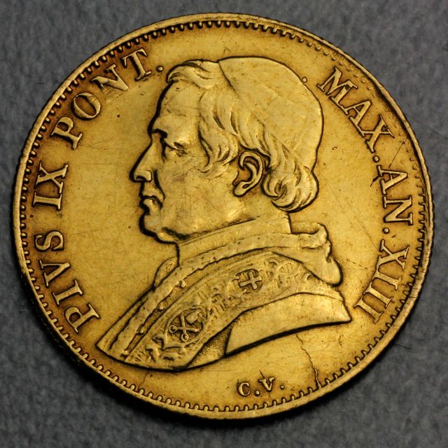 1 Scudo Romano PIVS IX 1859 Goldmünze Vatikan