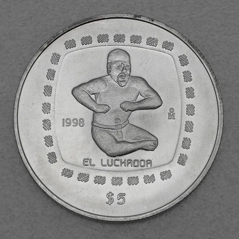 Silbermünze 1oz Mexiko Präkolumbische Kulturen - Olmeken Ringkämper 1998