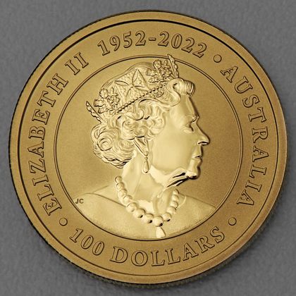 1oz Goldmünze 2023, Australian Emu, Queen Elizabeth II