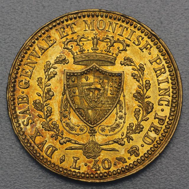 40 Lire Goldmünze Italien Karl Felix Sardinien Piemont