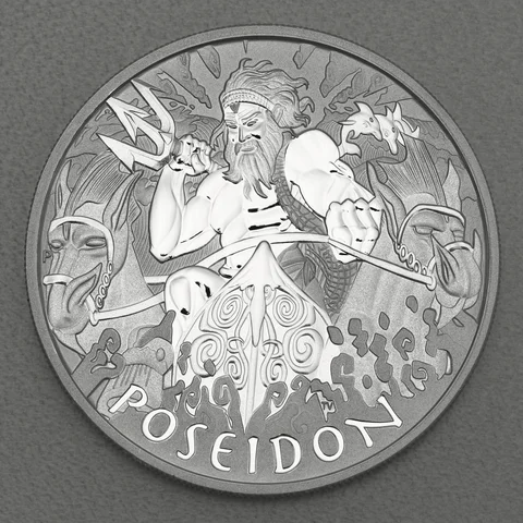 Silbermünze 1oz Tuvalu Gods of Olympus - 2021 Poseidon