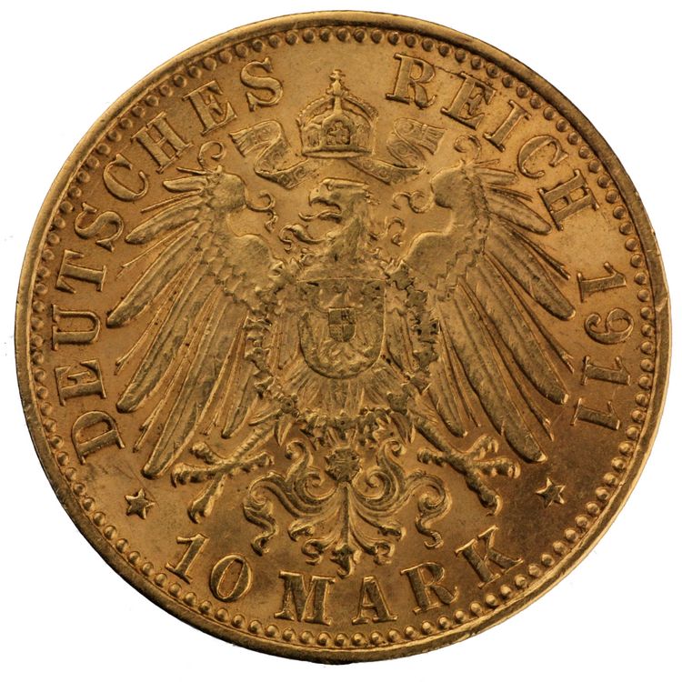 10 Mark Reichsgoldmünze Rückseitenmotiv 1890 bis 1915
