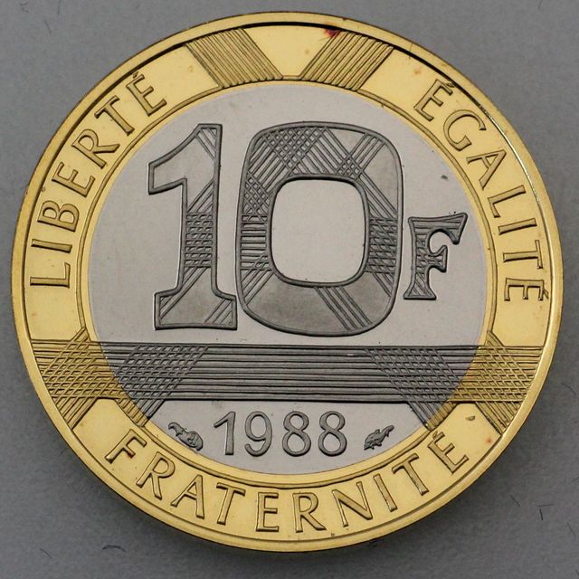 10 Francs Goldmünze Frankreich 1988 Gold-Platin