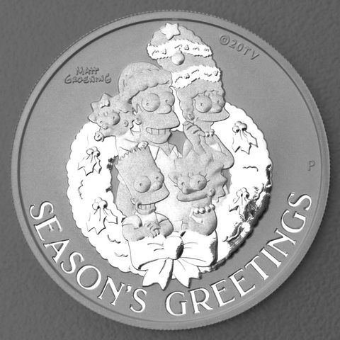 Silber Münzbarren 1oz The Simpsons 2022 - Simpsons Seasons Greetings