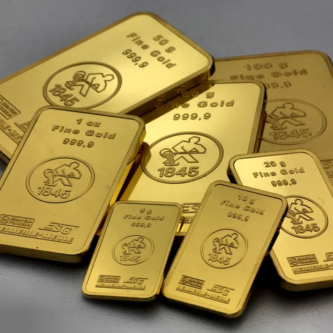 Gemischte geprägte Goldbarren von der ESG & H+M