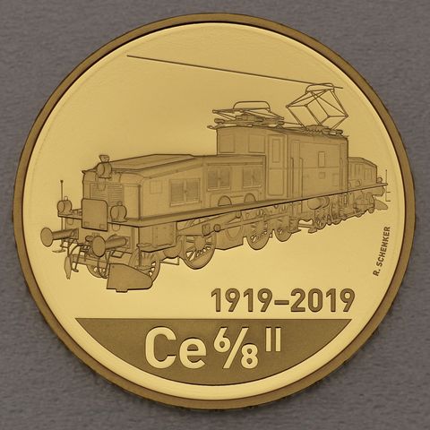 Goldmünze 50 Franken Schweiz 2019 - Lokomotive Krokodil