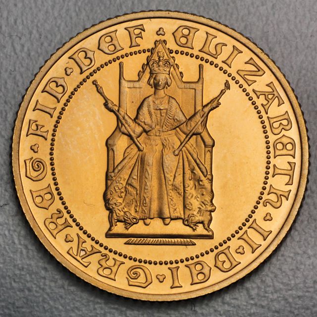 500 Jahre Sovereign Münze Königin Elisabeth II auf Thron Sonderprägung 1989