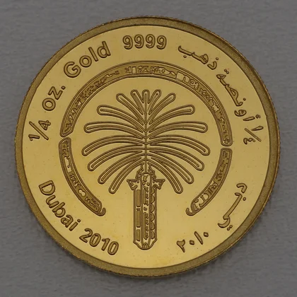 Goldmünze Vereinigte Arabische Emirate - Visions of Dubai - 1/4oz 2010 in 24Karat mit Abbildung Palm Jumeirah