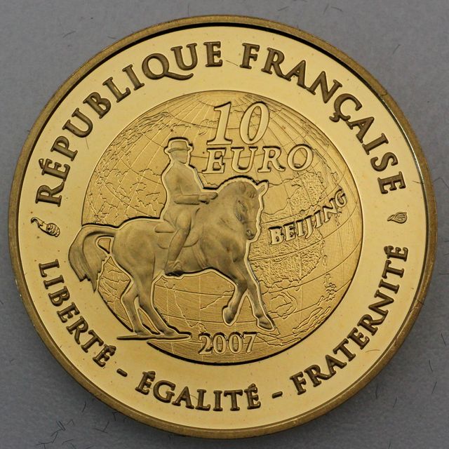 10 Euro Goldmünze Frankreich 2007 Olympische Sommerspiele in Peking 2008 Springreiten