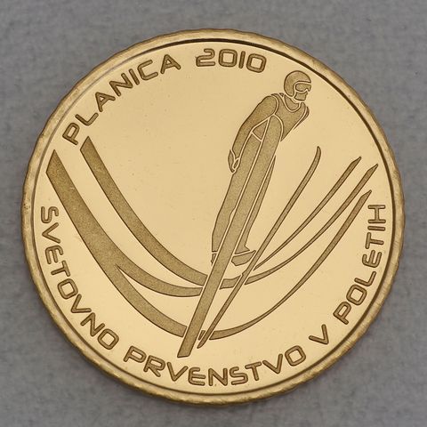 Goldmünze 100 Euro Slowenien Skiflug WM 2010