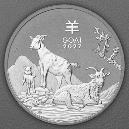 Lunar Serie III 2027 – 1oz Silbermünze, Ziege.