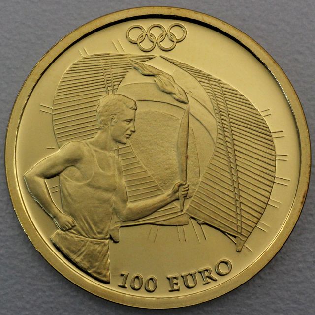 Goldmünze 100 Euro Griechenland 2004 Feuerlauf