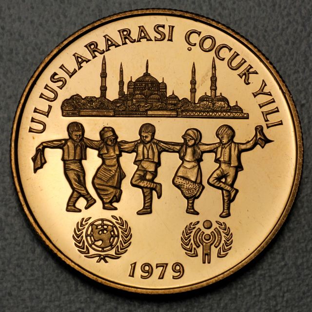 10000 Lira Goldmünze Türkei 1979 Unicef Year of the child - Jahr des Kindes