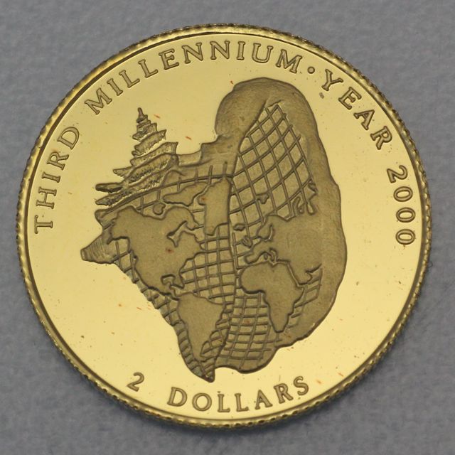 2 Dollar Goldmünze der Bahamas 1996