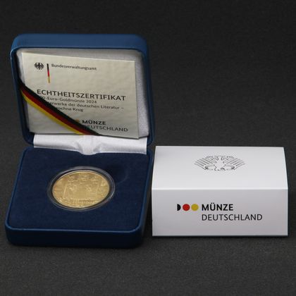 100 Euro Goldmünze "Der zerbrochene Krug" mit Verpackung und Zertifikat 