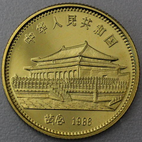 150 Yuan Goldmünze China 1986 Year of the Tiger 8,0g 22K Gold
