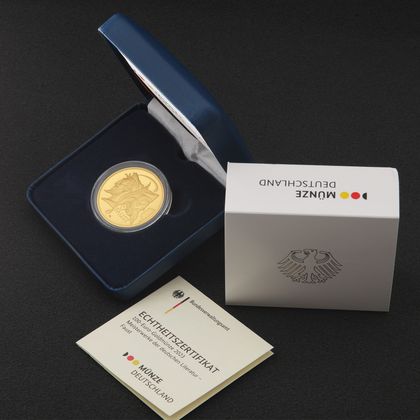 100 Euro Goldmünze "Faust" 2023 in Verpackung mit Zertifikat