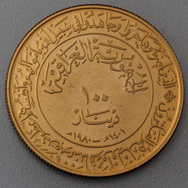 100 Dinar Goldmünze Irak 1980