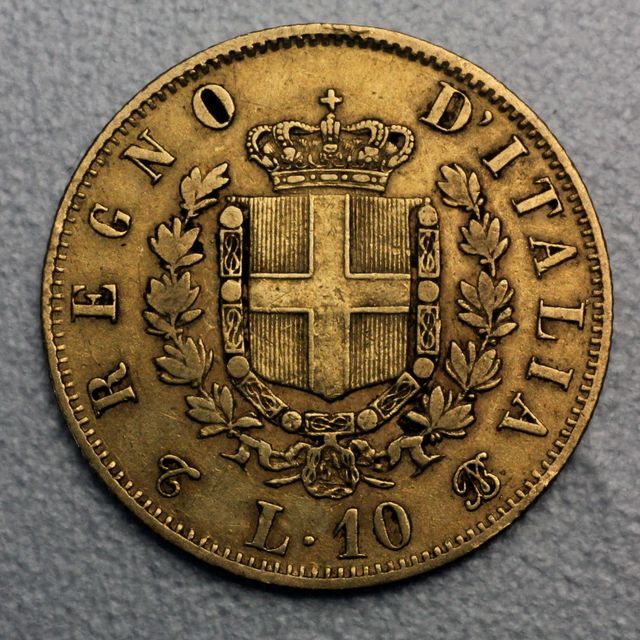 10 Lire Goldmünze Italien Vittorio Emanuele II