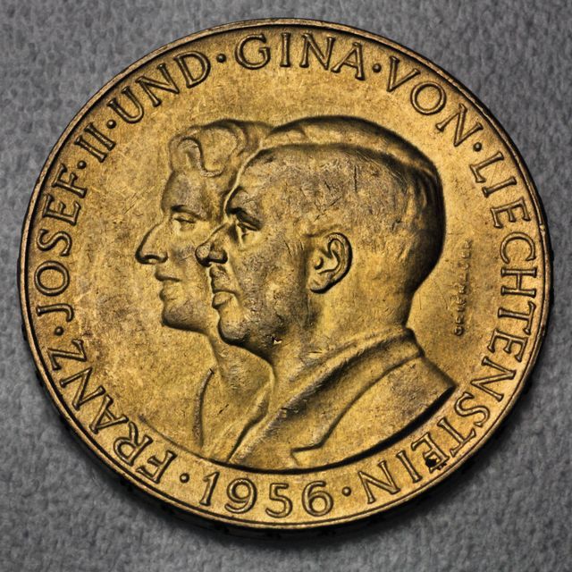 50 Franken Goldmünze Liechtenstein 1956 Franz Josef II und Gina von Lichtenstein