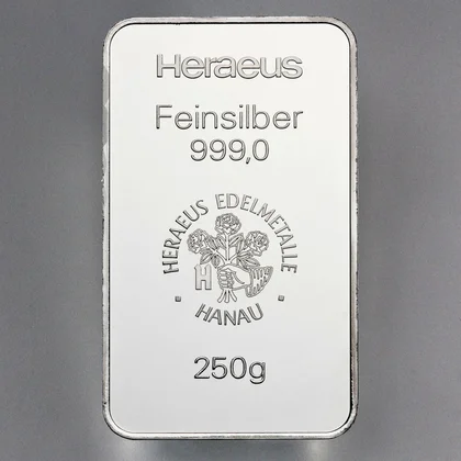 250g Silberbarren Heraeus