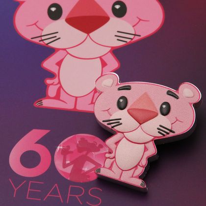 1oz Silbermünze, Minted Mini Coin "Pink Panther", koloriert 