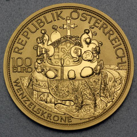 Goldmünze 100 Euro Österreich 2011 - Wenzelskrone Böhmens - Die Kronen der Habsburger