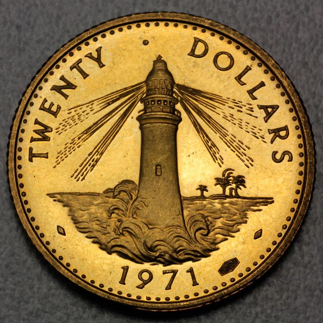 20 Dollar Goldmünze der Bahamas 1971 aus 7,988g 22K Gold
