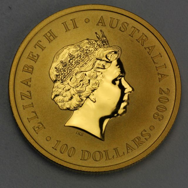 Goldmünze Australian Nugget 2008 Kopfseite Elisabeth II