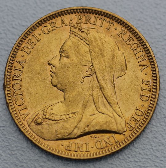 Sovereign Goldmünze Australien Königin Victoria mit Schleier