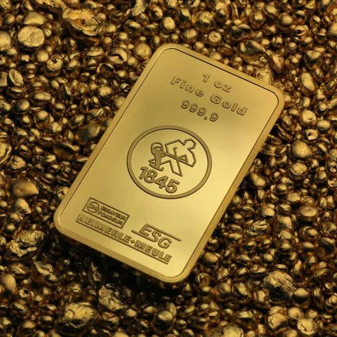 Eine Unze Gold in Barren