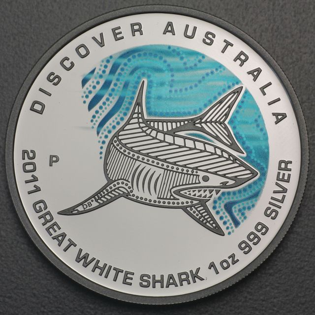 Discover Australia Silbermünzen 2011 White Shark / Tasmanian Devil