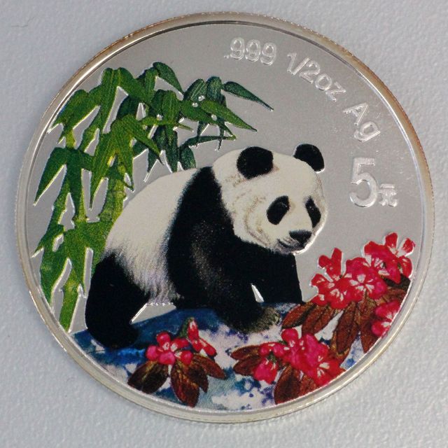 Panda Silbermünzen coloriert / Farbpandamünzen