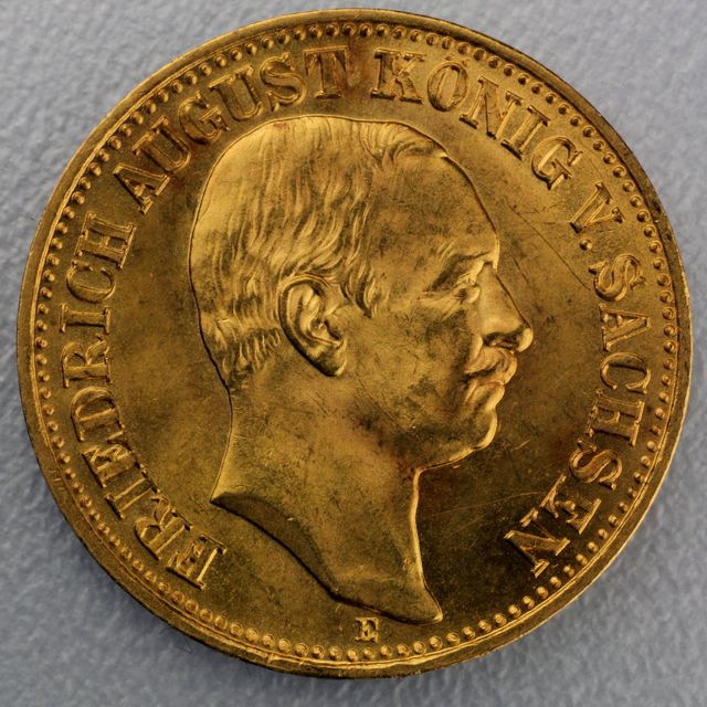 10 Reichsmark Goldmünze Friedrich August - Sachsen - Prägejahre 1905, 1906, 1907, 1909, 1910, 1911, 1912 Jäger Nr. 267
