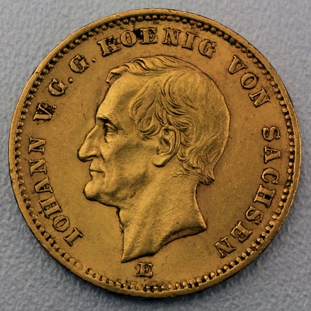 20 Reichsmark Goldmünze Johann - Sachsen - Prägejahr 1872 - Jäger Nr. 258