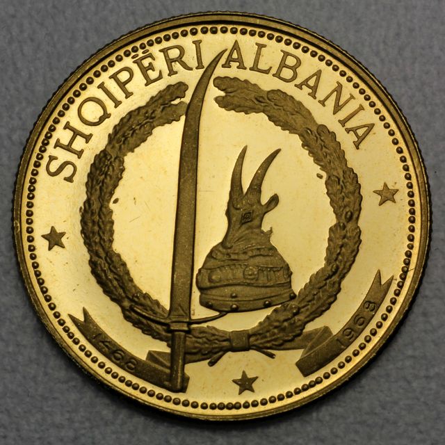 20 Leke Goldmünze Albanien 1968