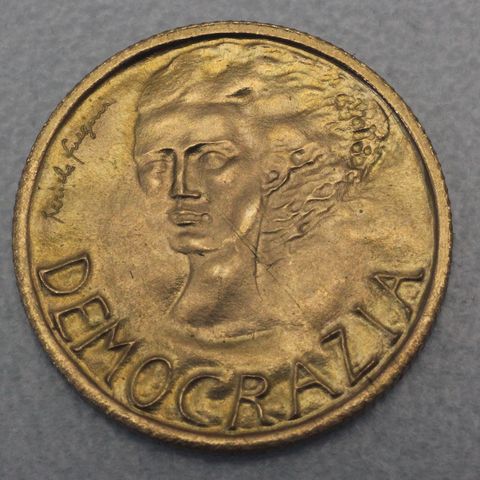 1 Scudo Goldmünze San Marino 1977 - Rauchende Türme / Democrazia