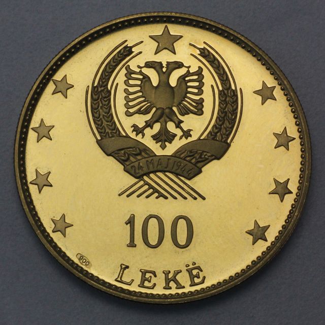 100 Leke Goldmünze Albanien 1968