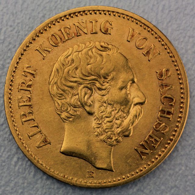 5 Reichsmark Goldmünze Albert - Sachsen - Prägejahr 1877 Jäger Nr. 260