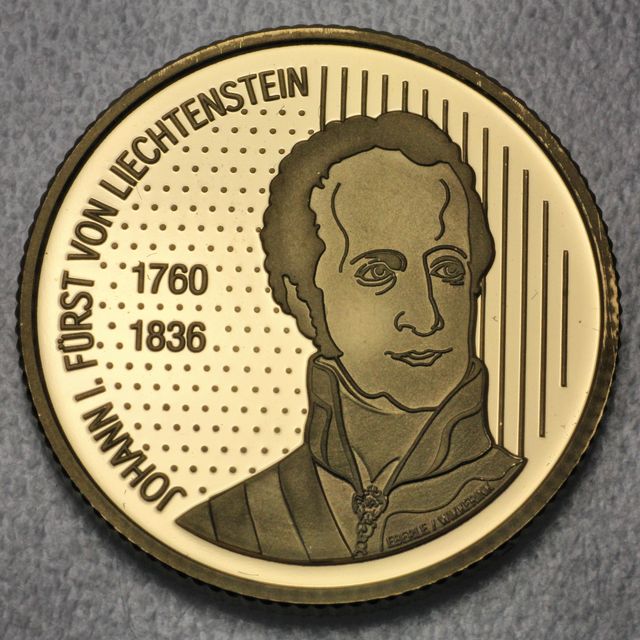 50 Franken Goldmünze Liechtenstein 2006 Johann I Fürst von Liechtenstein - Fürstentum Lochtenstein 1806 Souveränität 2006