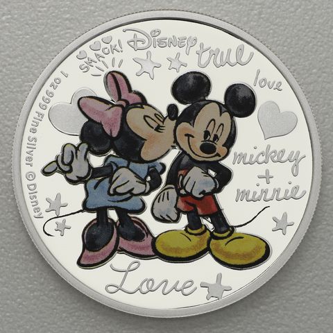Silbermünze 1oz Niue Mickey & Minnie 2015 "Crazy in Love" coloriert