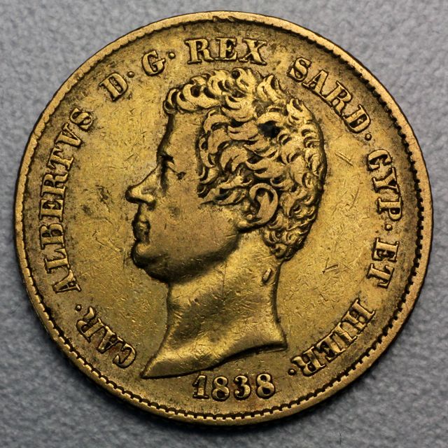 20 Lire Goldmünze Italien Karl Albert