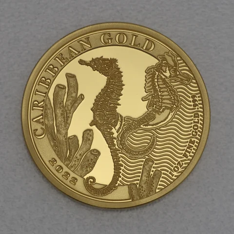 Goldmünze 1oz Barbados Caribbean Gold Seahorse 2022